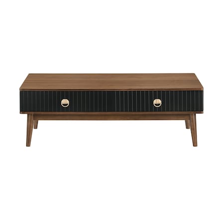 Armen Living Amigo Black Veneer and Walnut Wood Coffee Table LCAGCOWA
